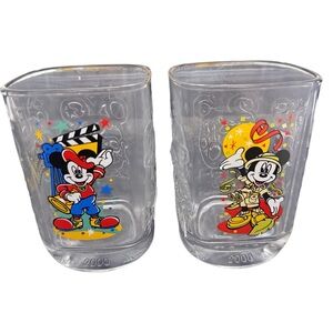 Set of 2 Mickey‎ Mouse Bar Glasses McDonalds 2000 Disney